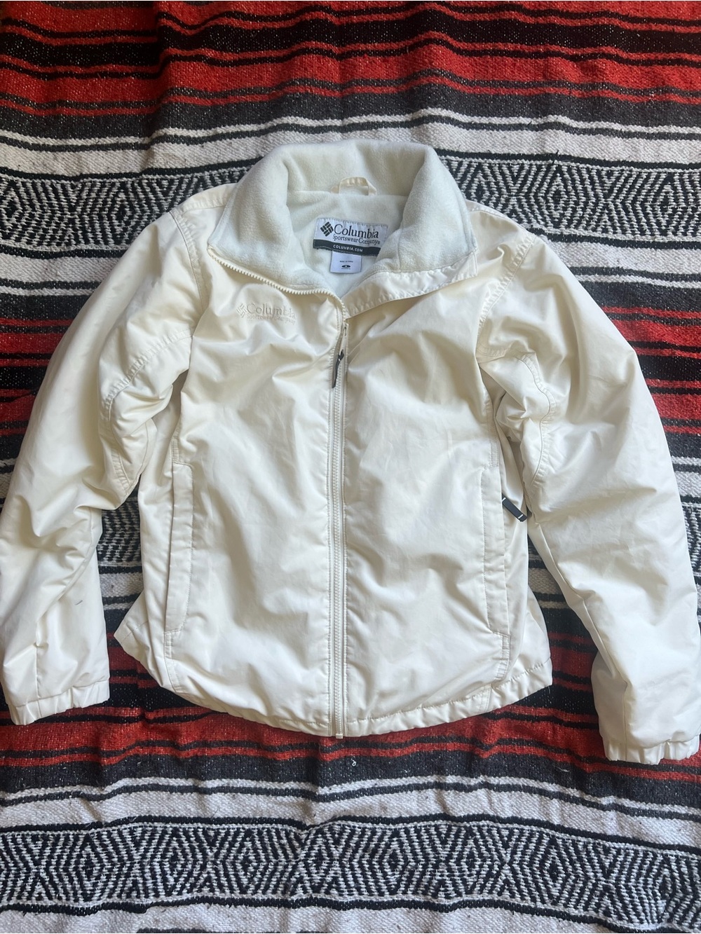 Vintage Columbia Women’s S Cream Full-Zip Insulated Fleece Lined Winter Jacket